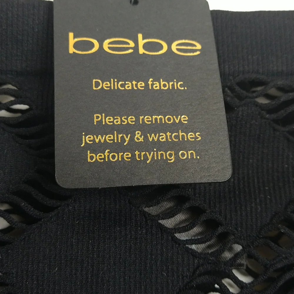 Bebe Diamond Slashes Black Off Shoulder Top Size:M/L - Picture 4 of 9